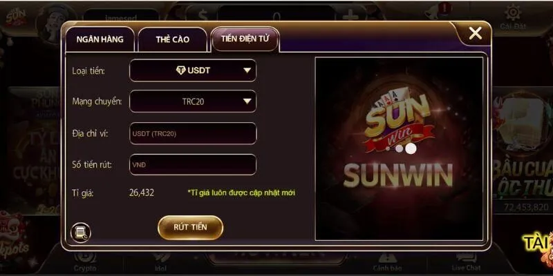 Hướng dẫn rút tiền Sunwin về tài khoản ngân hàng